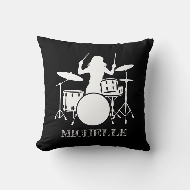 Coussin Fille batteur personnalisée | Cadeau de batteur de (Recto)