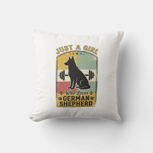 Coussin Fille Berger Allemand Chemise Rétro Amoureux de Ch
