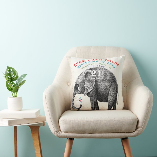 Coussin Fille Chambre de bébé Naissance Statue Éléphant Fl (Chaise)