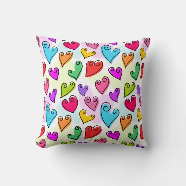 Coussin Fille Coeurs Vibrants Cute Romantic Valentines Day (Recto)