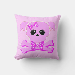 Coussin Fille crâne rose