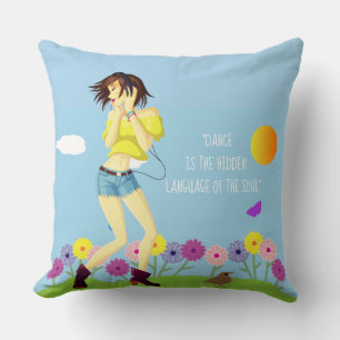 Coussin Fille Dansant Avec Une Citation