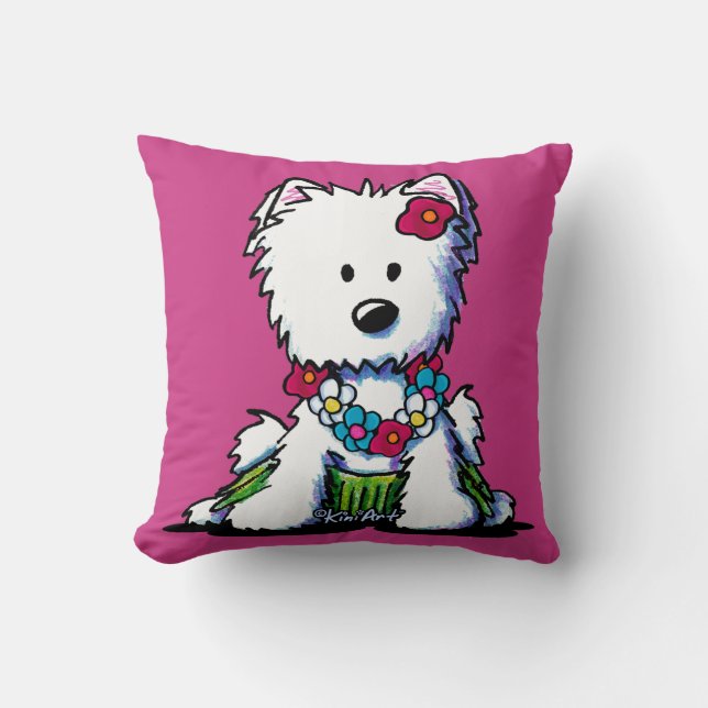 Coussin Fille de danse polynésienne de KiniArt Westie (Recto)