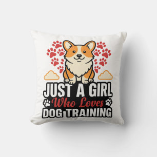 Coussin Fille de dressage de chien Corgi Vintage Vector Co
