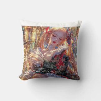 Coussin Fille de Fantaisie Mystérieuse - Esthétique d'Art 