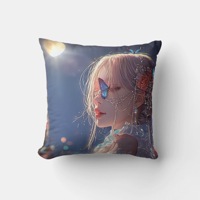Coussin Fille de fantasy esthétique / sombre (Recto)