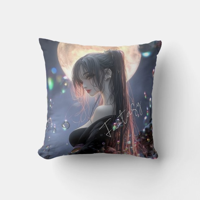 Coussin Fille de fantasy sombre / Esthétique (Recto)