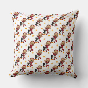 Coussin Fille de Noël mignonne et pingouin