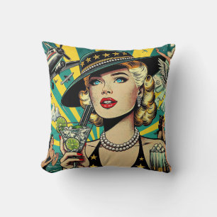 Coussin Fille de spectacle rétro
