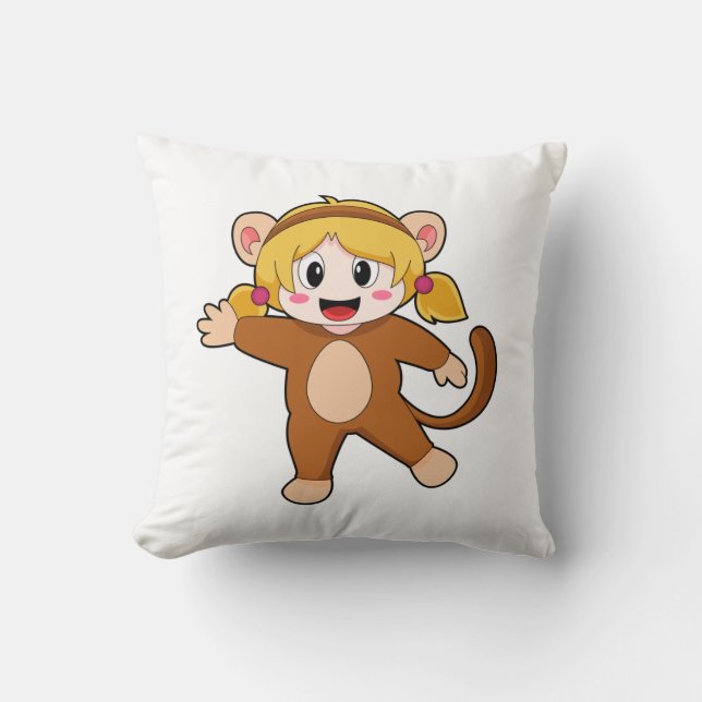 Coussin Fille en costume comme singe (Recto)