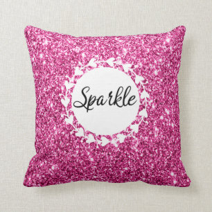 Coussin Fille et Glam Parties scintillant rose chaud Écla