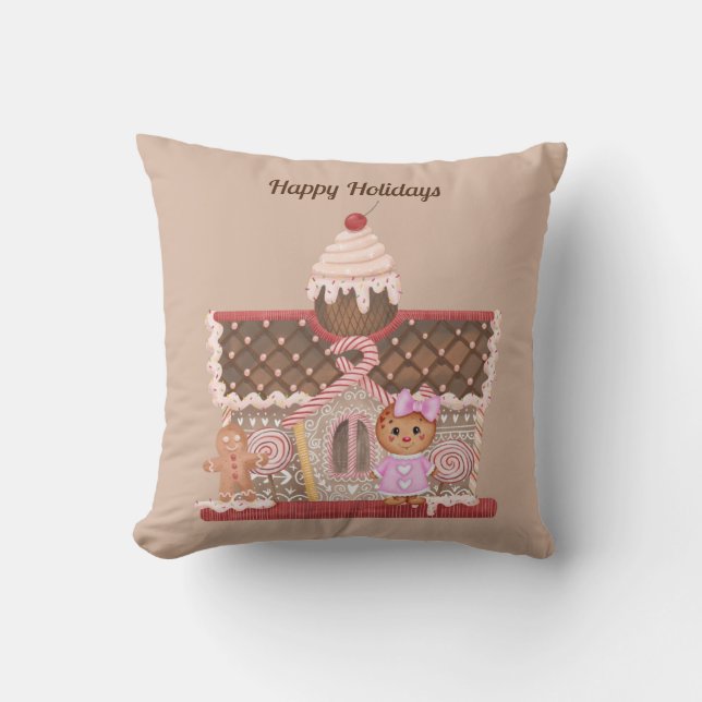 Coussin Fille et maison de pain d'épices (Recto)