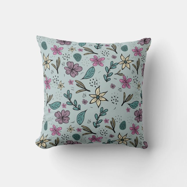 Coussin Fille Fleur Art Nouveau Design Floral Aesthétique  (Recto)