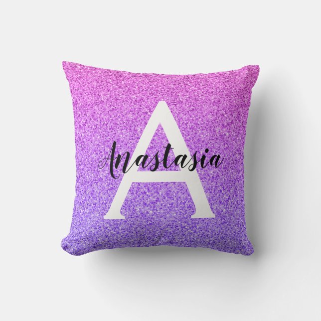 Coussin Fille Glam Ombre Parties scintillant violette étin (Recto)