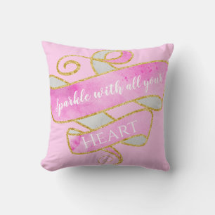 Coussin Fille Joli Rose Rose Parties scintillant Or Sparkl