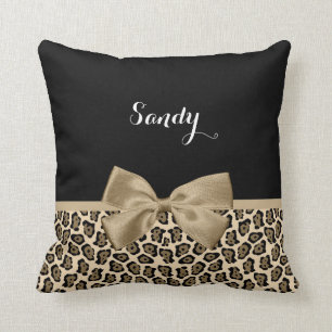 Coussin Fille lumière Brown Jaguar Cute Bow Brown Nom