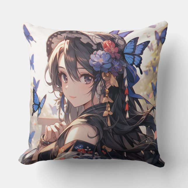 Coussin Fille papillon (Recto)