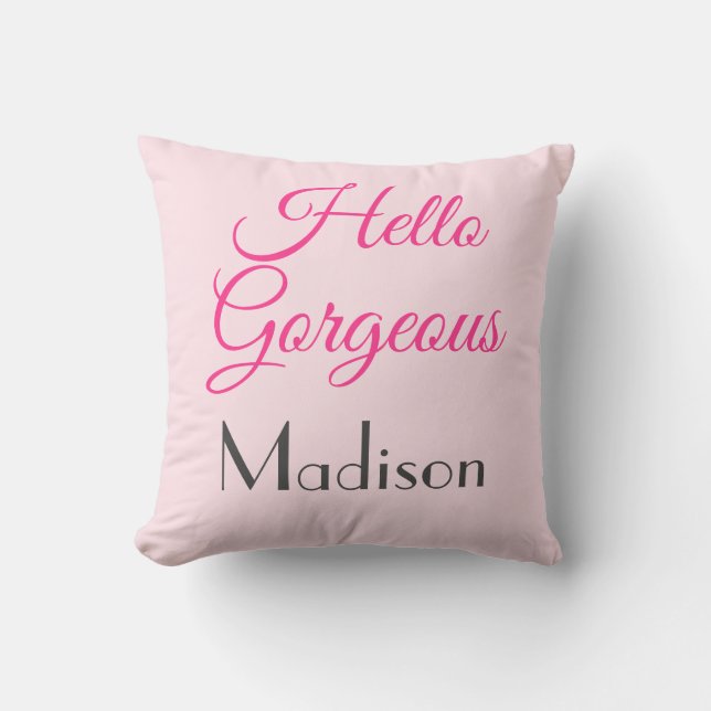 Coussin Fille Personnalisée Joli rose Bonjour Nom magnifiq (Recto)