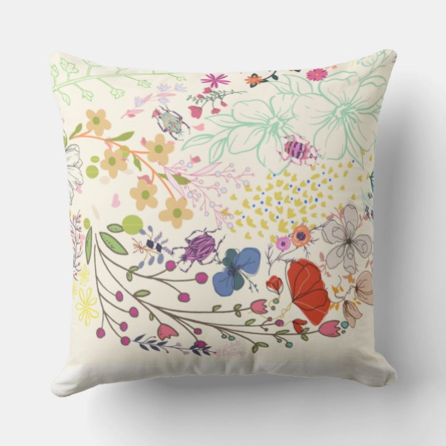 Coussin Fille printemps floral ivoire (Verso)