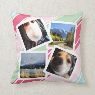 Coussin Fille rayures 4 Random Instagram Photos 2 côtés