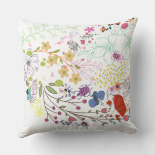 Coussin Fille Ressort Floral Blanc