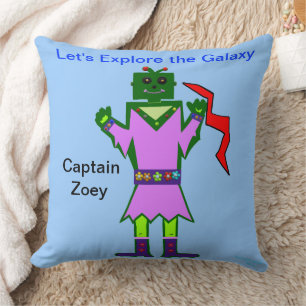 Coussin Fille Robot Capitaine Zoey Robe Rose PERSONNALISER