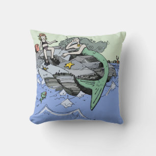 Coussin Fille sirène Été Plage Amitié Fantaisiste