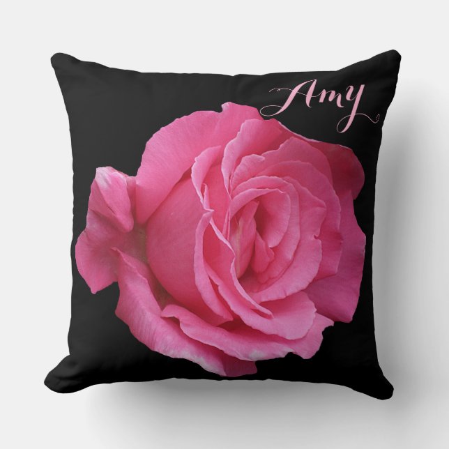 Coussin Fille tendance rose florale rose rose mignon nom A