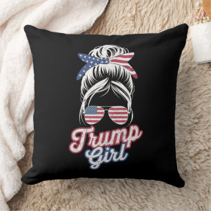 Coussin Fille Trump Chignon Décoiffé Vintage Drapeau Améri