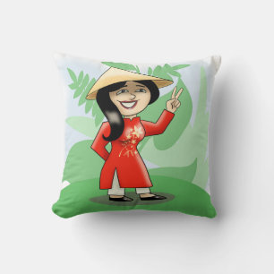 Coussin Fille vietnamienne à Ao Dai