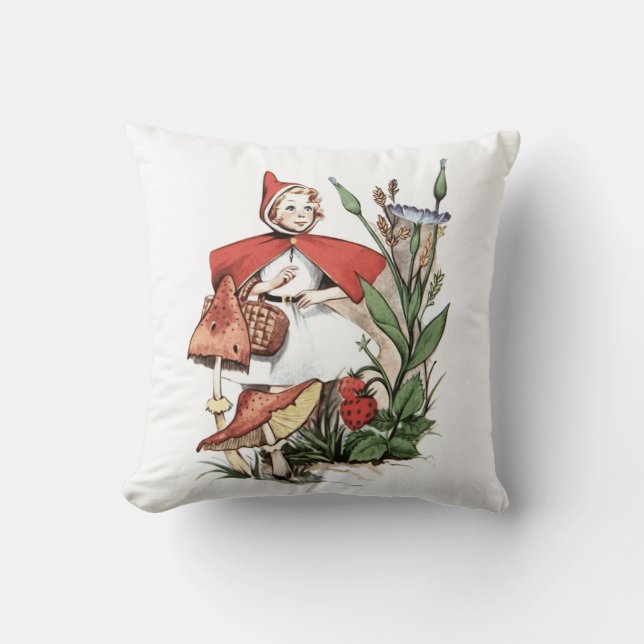 Coussin Fille vintage dans la Hood rouge  (Recto)