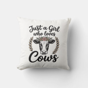 Coussin Fille Vintage Qui Aime Les Vaches Fleur Cow Chemis