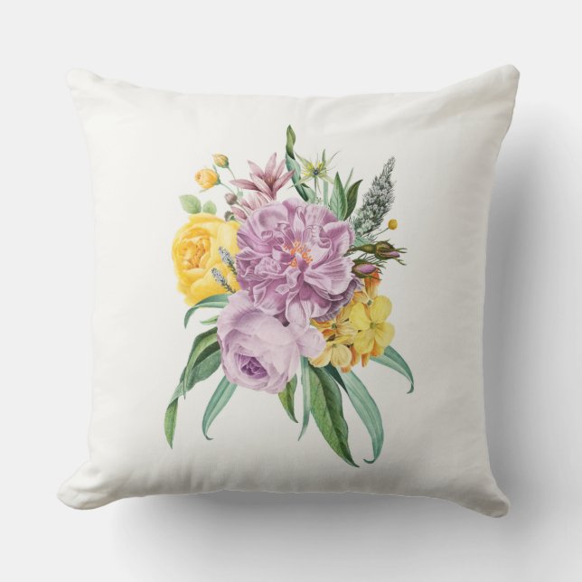 Coussin Fille violet jaune chic floral (Recto)