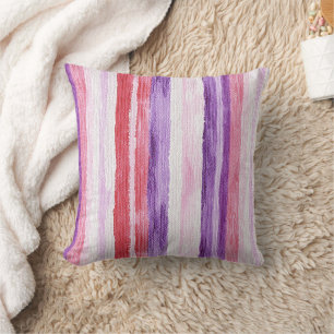 Coussin Fille violet rose rose rouge rayures Noël