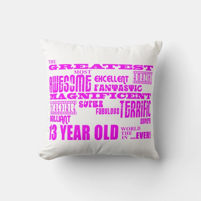 Coussin Filles 13e anniversaire : Plus grand 13 ans rose (Recto)