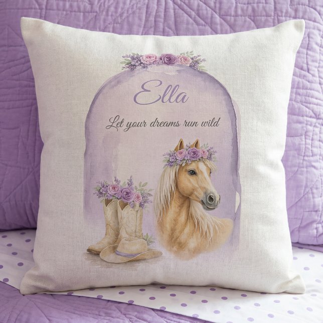 Coussin Filles Cheval Floral Violet (Créateur téléchargé)