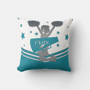 Coussin Filles de Cheer-leading Étoiles Sarcelle et Argent