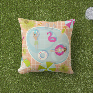Coussin Filles en bikini et garçons jouant à un jeu de pis