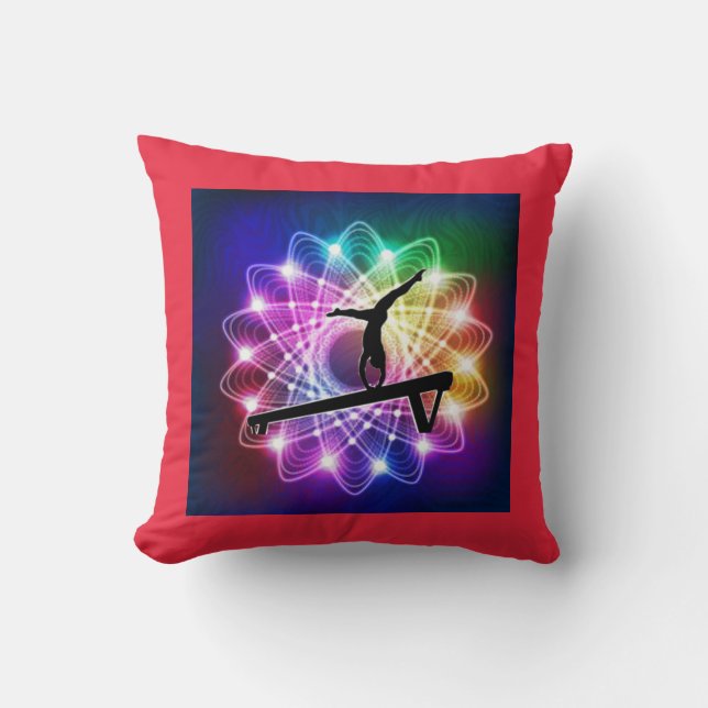Coussin Filles Gymnastique Solde poutre Nom personnalisé C (Recto)