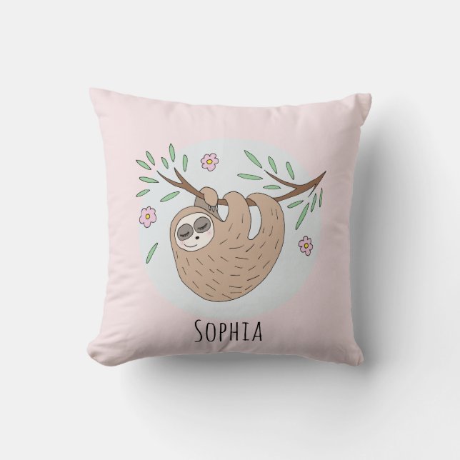 Coussin Filles mignonne couchant couchage Animal et nom En (Recto)