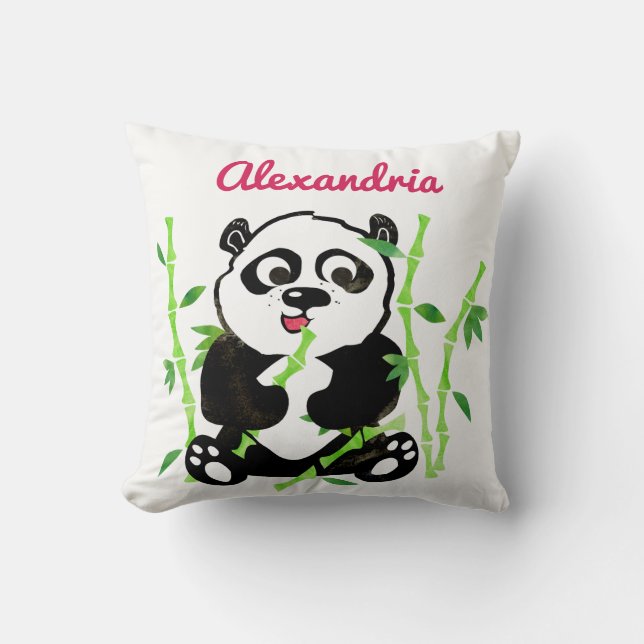 Coussin Filles personnalisées d'animal d'ours panda (Recto)