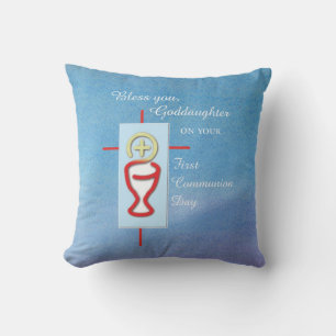 Coussin Filleule, Première Communion, Turquoise