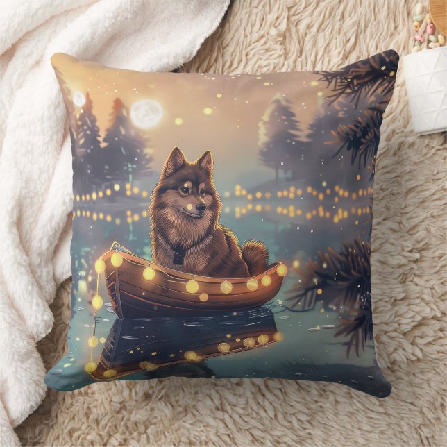 Coussin Finlandais Lapphund Noël Festive Voyage (Couverture)