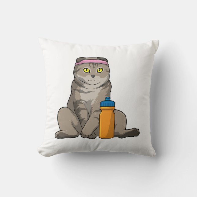 Coussin Fitness Chat Boire de la tasse (Recto)