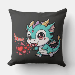 Coussin Fiyaaah Bébé Dragon Mignon Chibi Anime Kawaii Cœur
