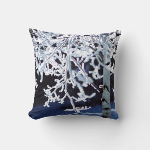 Coussin Flacon de neige des branches gelées des bouleaux