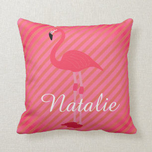 Coussin Flamant rose assez personnalisé réversible