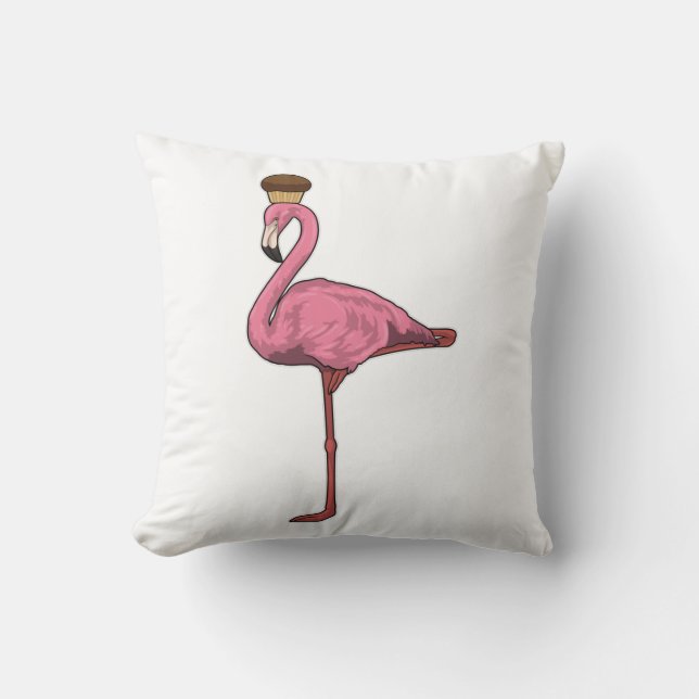 Coussin Flamant rose avec muffin (Recto)