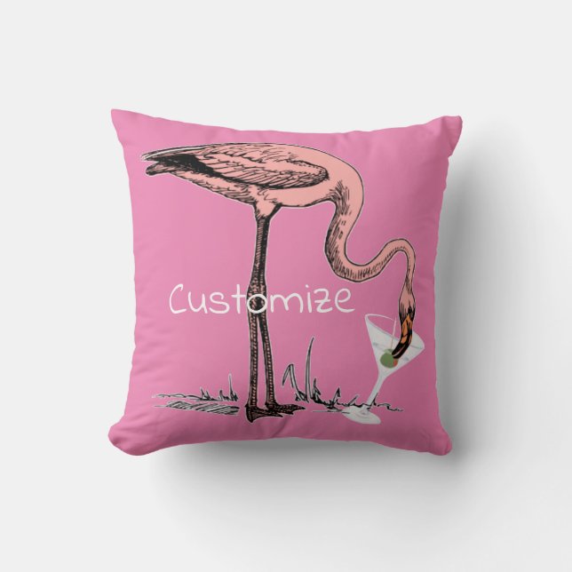 Coussin Flamant rose Boire Martini Thunder_Cove (Recto)