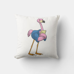 Coussin Flamant rose en tant que secrétaire avec Bloc-note